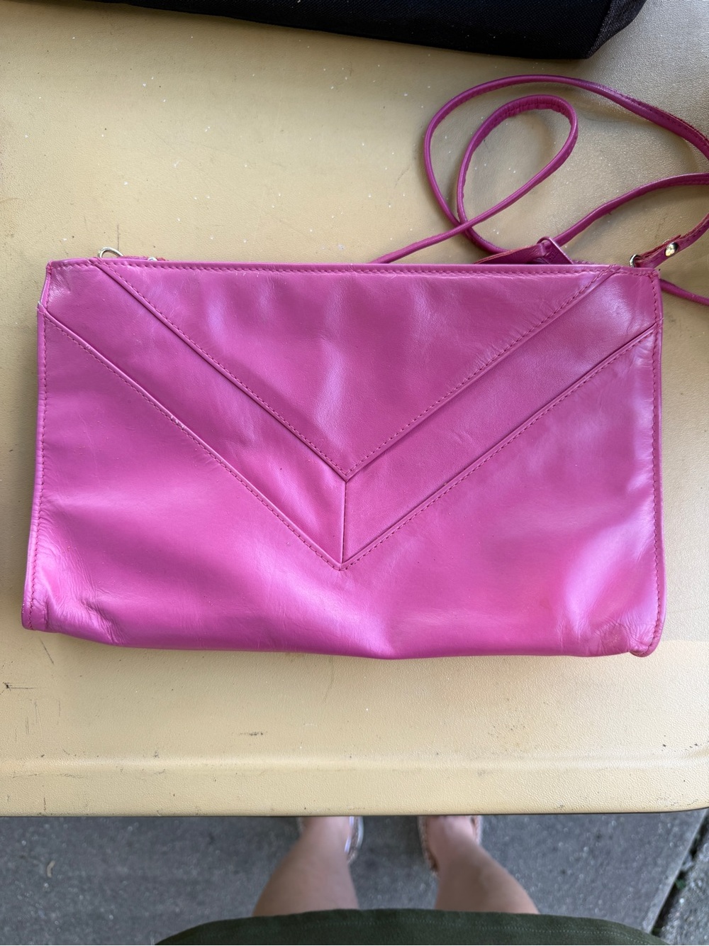 Stylish Pink Leather Crossbody Bag